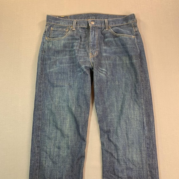Levis 569 Jeans Men 33x32 Dark Blue Denim Relaxed Med Wash Y2K Baggy Skater Gorp - Picture 8 of 15